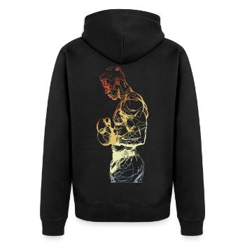 Vintage Boxer - Unisex Premium Bio Zip Hoodie - Schwarz - Hinten - Nico (187cm)