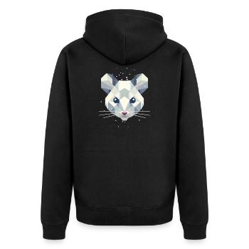 Souris des neiges géométrique - Portrait d’animal d’hiver - Veste à capuche bio Premium Unisexe - noir - Dos - Nico (187cm)