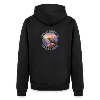 Montagne rando coucher de soleil marmotte - Veste à capuche bio Premium Unisexe - noir - Dos - Nico (187cm)
