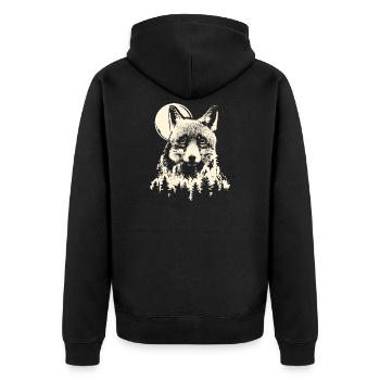 Fox Forest Moon Nature Tree Moonlight Animals Symbol - Unisex Premium Organic Zip Hoodie - black - Back - Nico (187cm)