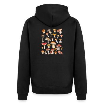 Champignons - T-shirt pour la cueillette de champignons - Veste à capuche bio Premium Unisexe - noir - Dos - Nico (187cm)