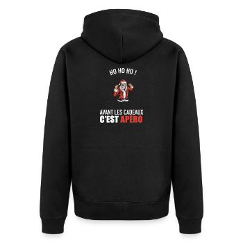 pull moche noël humour idée cadeau vêtement - Veste à capuche bio Premium Unisexe - noir - Dos - Nico (187cm)