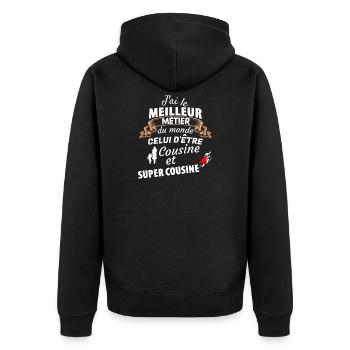 Fierté de la famille cousine super côte - Veste à capuche bio Premium Unisexe - noir - Dos - Nico (187cm)