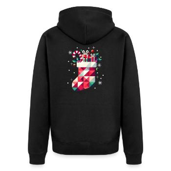 Colorful Christmas stocking full of gifts - Unisex Premium Organic Zip Hoodie - black - Back - Nico (187cm)