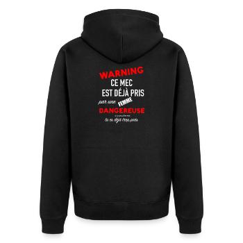 Humour homme couple femme jalouse saint valentin - Veste à capuche bio Premium Unisexe - noir - Dos - Nico (187cm)