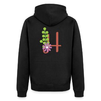 Eleganter Buchstabe 'H' mit Blumen - Unisex Premium Bio Zip Hoodie - Schwarz - Hinten - Nico (187cm)