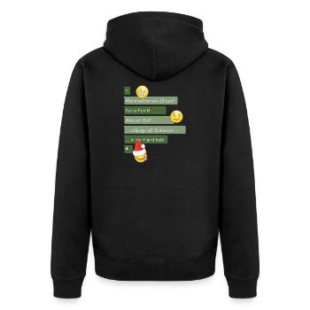 Weihnachtschaos im Griff - Unisex Premium Bio Zip Hoodie - Schwarz - Hinten - Nico (187cm)