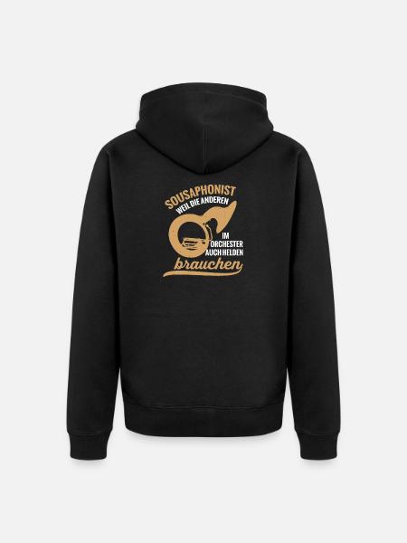 Sousaphonist Held Sousaphon Musiker Blaskapelle - Unisex Premium Bio Zip Hoodie - Schwarz