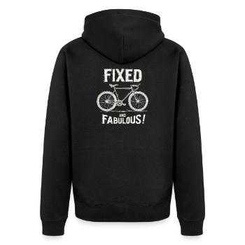 Fixies Fan, Urban Fahrrad City Style bike design - Unisex Premium Bio Zip Hoodie - Schwarz - Hinten - Nico (187cm)