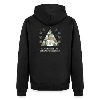 Minimalistischer Weihnachtsbaum: Schlichte Eleganz - Unisex Premium Bio Zip Hoodie - Schwarz - Hinten - Nico (187cm)