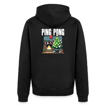Tischtennis Weihnachtsbaum Kostüm Tannenbaum - Unisex Premium Bio Zip Hoodie - Schwarz - Hinten - Nico (187cm)