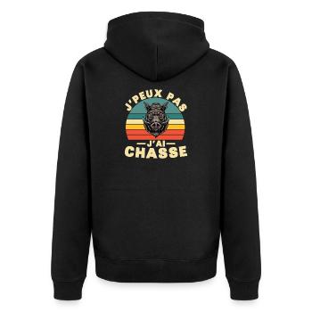 Je peux pas j ai Chasse Humour cadeau - Veste à capuche bio Premium Unisexe - noir - Dos - Nico (187cm)