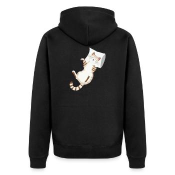 Relaxed Cat with Pillow-Cozy Animal Design - Unisex Premium Organic Zip Hoodie - black - Back - Nico (187cm)