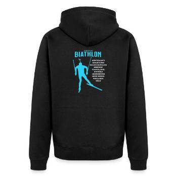 Forever Biathlon - Unisex Premium Bio Zip Hoodie - Schwarz - Hinten - Nico (187cm)