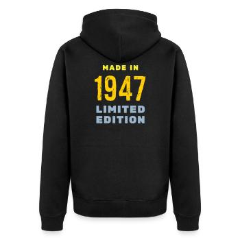 1947 - Unisex Premium Bio Zip Hoodie - Schwarz - Hinten - Nico (187cm)