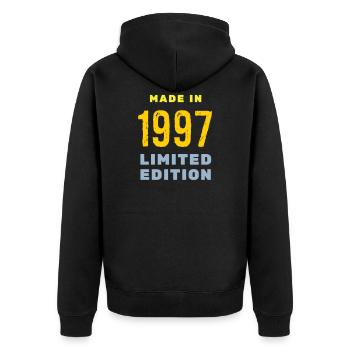 1997 - Unisex Premium Organic Zip Hoodie - black - Back - Nico (187cm)