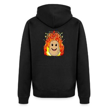 Gemüse Kartoffel Kartoffeln feurig heiß - Unisex Premium Bio Zip Hoodie - Schwarz - Hinten - Nico (187cm)