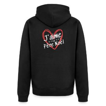 Ich liebe den Weihnachtsmann - Unisex Premium Bio Zip Hoodie - Schwarz - Hinten - Nico (187cm)