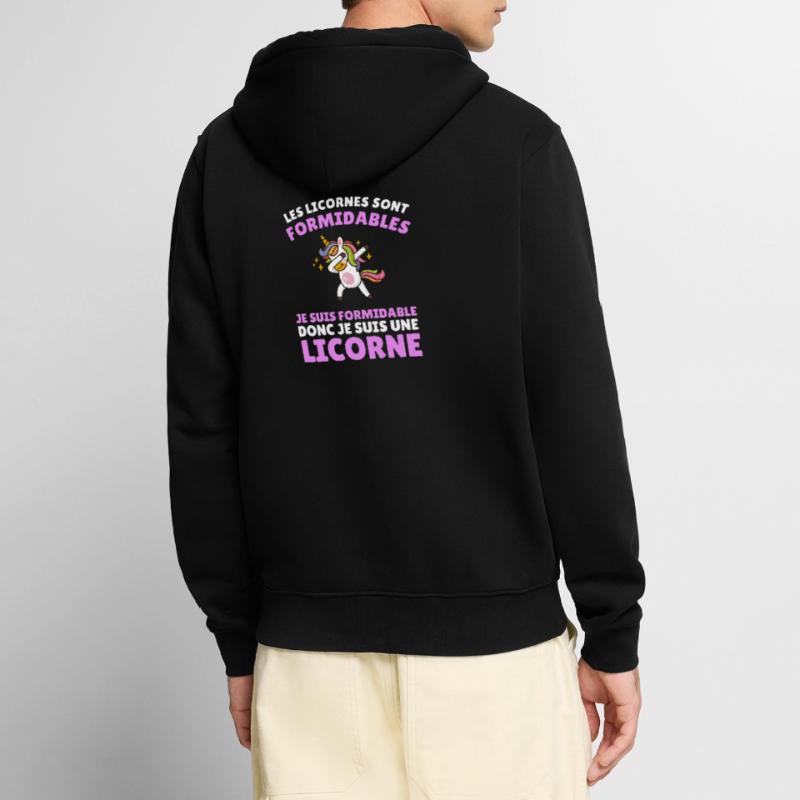 Ich bin großartig, also bin ich ein Einhorn Unisex Premium Bio Zip Hoodie