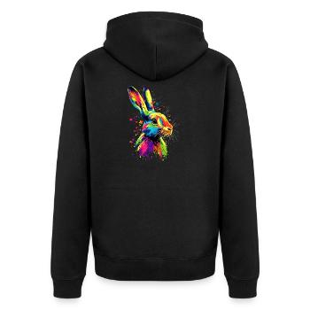 Hase Kaninchen Liebhaber Feldhase Bunny Süße Hasen - Unisex Premium Bio Zip Hoodie - Schwarz - Hinten - Nico (187cm)