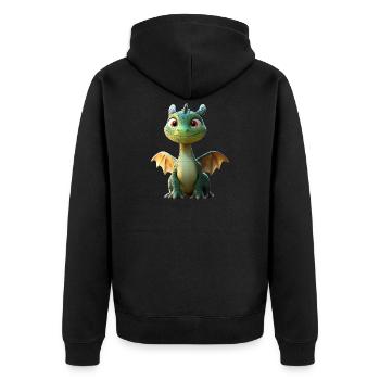 Drache Kleiner Grüner Baby Drache Süße Drachen - Unisex Premium Bio Zip Hoodie - Schwarz - Hinten - Nico (187cm)