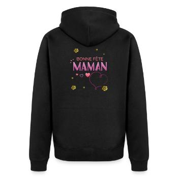 Bonne Fete Maman - Unisex Premium Bio Zip Hoodie - Schwarz - Hinten - Nico (187cm)