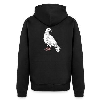 Pigeon White City Pigeon Wood Pigeon White Doves - Unisex Premium Organic Zip Hoodie - black - Back - Nico (187cm)