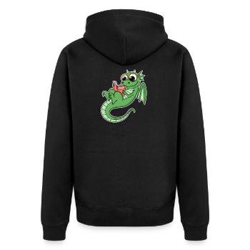 Drache Bücher Buch Lesen - Unisex Premium Bio Zip Hoodie - Schwarz - Hinten - Nico (187cm)