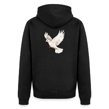 Taube Weiß Frieden Peace Ringeltaube Weiße Tauben - Unisex Premium Bio Zip Hoodie - Schwarz - Hinten - Nico (187cm)