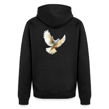 Taube Weiß Frieden Peace Ringeltaube Weiße Tauben - Unisex Premium Bio Zip Hoodie - Schwarz - Hinten - Nico (187cm)