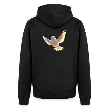 Taube Weiß Frieden Peace Ringeltaube Weiße Tauben - Unisex Premium Bio Zip Hoodie - Schwarz - Hinten - Nico (187cm)