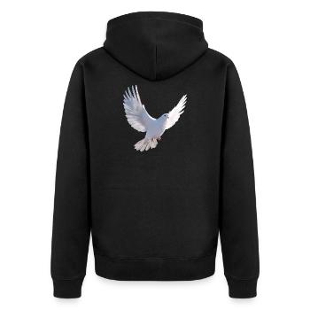 Taube Weiß Frieden Peace Ringeltaube Weiße Tauben - Unisex Premium Bio Zip Hoodie - Schwarz - Hinten - Nico (187cm)