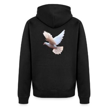 Taube Weiß Frieden Peace Ringeltaube Weiße Tauben - Unisex Premium Bio Zip Hoodie - Schwarz - Hinten - Nico (187cm)