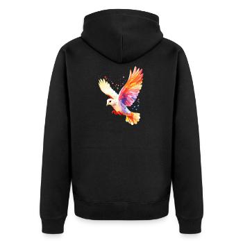 Taube Weiß Frieden Peace Ringeltaube Weiße Tauben - Unisex Premium Bio Zip Hoodie - Schwarz - Hinten - Nico (187cm)