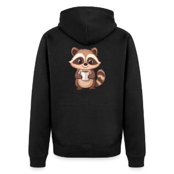 Mignon raton laveur tenant une tasse à café - Design adorable - Veste à capuche bio Premium Unisexe - noir - Dos - Nico (187cm)