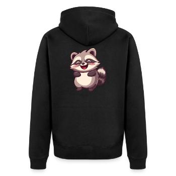 Niedlicher entzückender Waschbär - Charmantes Cartoon-Design - Unisex Premium Bio Zip Hoodie - Schwarz - Hinten - Nico (187cm)