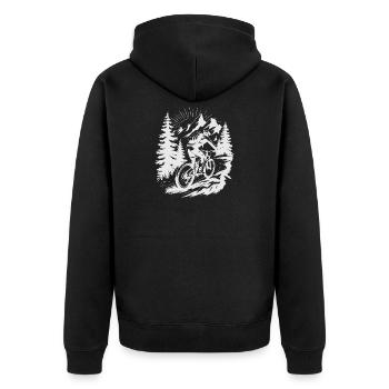 MTB Mountain Bike - Unisex Premium Organic Zip Hoodie - black - Back - Nico (187cm)