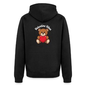 Valentine Vibes für verliebte zu Valentinstag - Unisex Premium Bio Zip Hoodie - Schwarz - Hinten - Nico (187cm)