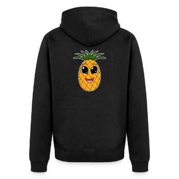 Ananas Obst - Unisex Premium Bio Zip Hoodie - Schwarz - Hinten - Nico (187cm)