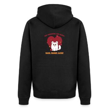 Heart cat with gratitude for you - Unisex Premium Organic Zip Hoodie - black - Back - Nico (187cm)