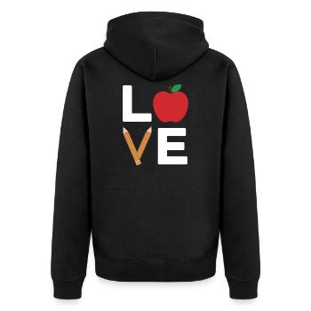 Typographie de l’Apple Pencil d’amour - Veste à capuche bio Premium Unisexe - noir - Dos - Nico (187cm)