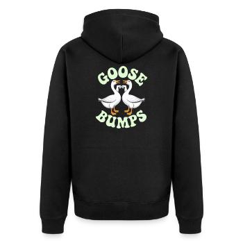 Goose Duo Heart Emblem - Unisex Premium Organic Zip Hoodie - black - Back - Nico (187cm)