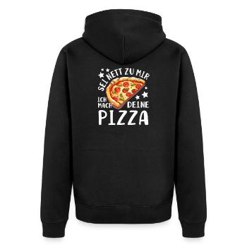 PIzza Bäcker Pizzaiolo - Unisex Premium Bio Zip Hoodie - Schwarz - Hinten - Nico (187cm)