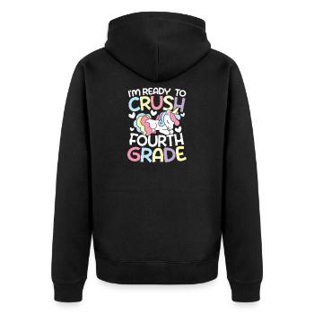 I m ready to crush fourth grade - Unisex Premium Bio Zip Hoodie - Schwarz - Hinten - Nico (187cm)