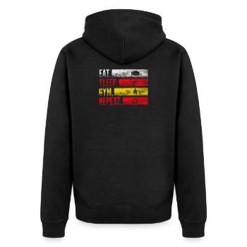 Eat Sleep Gym Repeat pour les sports de fitness - Veste à capuche bio Premium Unisexe - noir - Dos - Nico (187cm)