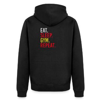 Eat Sleep Gym Repeat pour les sports de fitness - Veste à capuche bio Premium Unisexe - noir - Dos - Nico (187cm)