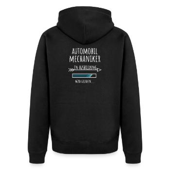 Automobilmechaniker Ausbildung Beruf Geschenk - Unisex Premium Bio Zip Hoodie - Schwarz - Hinten - Nico (187cm)