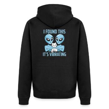 Alien Cat Discovery - Unisex Premium Organic Zip Hoodie - black - Back - Nico (187cm)