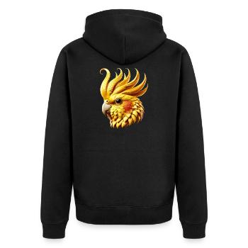 Nymphensittich (23) - Unisex Premium Bio Zip Hoodie - Schwarz - Hinten - Nico (187cm)