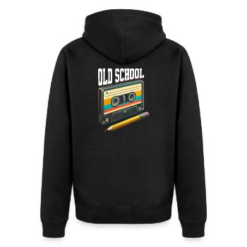 Kassette Old School Kassette Mixtape - Unisex Premium Bio Zip Hoodie - Schwarz - Hinten - Nico (187cm)